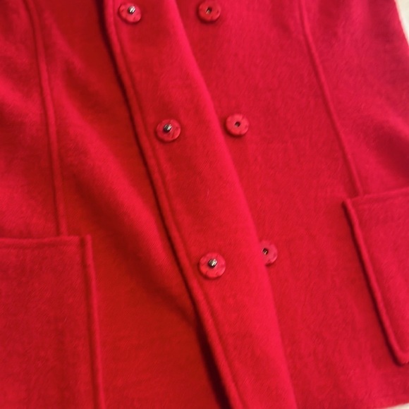 TRIBAL BOILED WOOL SNAP-FRONT COAT/CARDIGAN RED SZ SM RIBBED SLEEVES - Picture 7 of 7